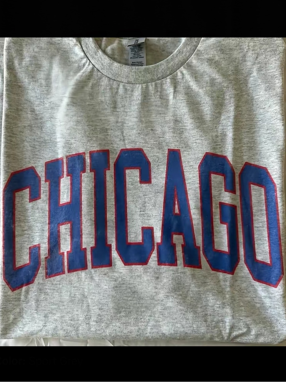Chicago Graphic Crewneck shortsleeve- Gray with Blue & Red Lettering